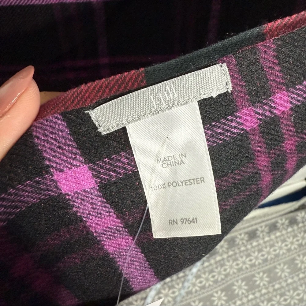 NWT J. Jill Reversible Plaid Scarf With Fringe One‎ Size Minimalist Colorblock